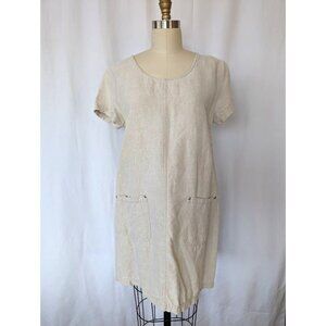 Innovation Sport Natural Linen Blend Shift Mini Dress Size‎ 10 Pockets Casual